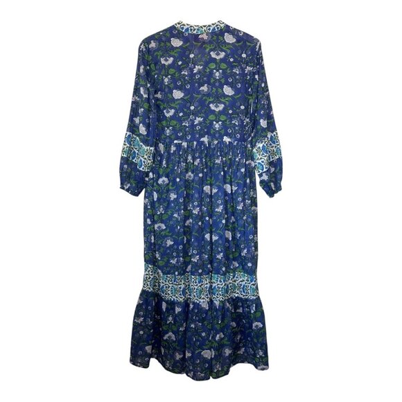 Mod's Mahal Floral Midi Dress Womens Size S Pockets Prairie Block Print Boho - Picture 10 of 11